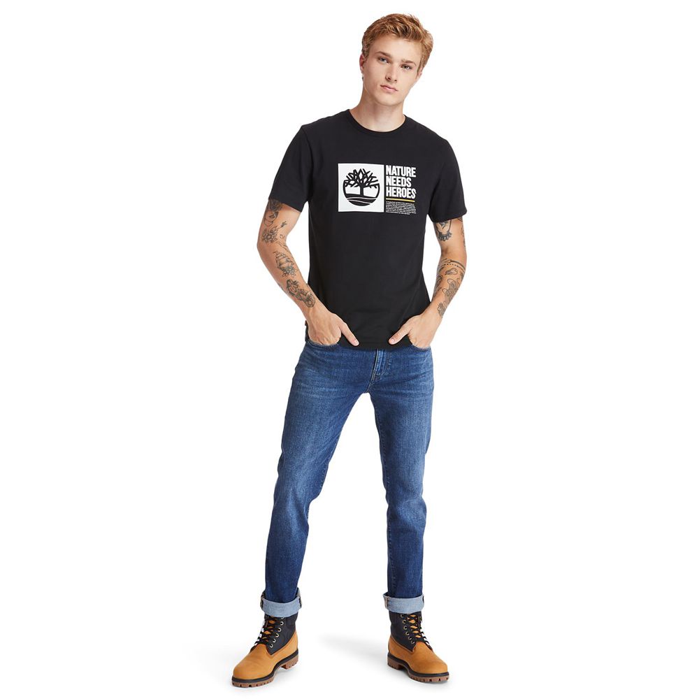 Timberland Mens T-Shirts Heritage Short-Sleeve Graphic - Black - India OG6908351